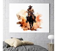 SUPERDANT Stickers Muraux Western Cowboy Équitation Aquarelle Sticker Mural Autocollants Muraux Imperméables à Décoller et à Coller Art Mural pour la Maison Salon Autocollants Décoratifs