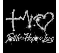SUPERDANT Strass Thermocollant de Chaleur en Cristal de Texte Inspirant Faith Hope Love Iron On Strass Patchs de Strass Bling pour T Shirt Vêtements Patch Thermocollant
