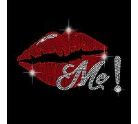 SUPERDANT Strass Thermocollant Kiss Me pour Lèvres Patch Strass Hotfix Cristal Décoration Transparente Bling Bling Patch de Réparation de Patch Thermocollant Appliques à Chaud Strass a Coller