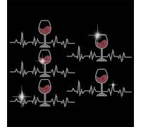 SUPERDANT Strass Thermocollant Vin Rouge Bling Décalcomanies T-Shirt ECG Cristal Patch Thermocollant Hot Fix Autocollants Cristal Décor Femmes Vêtements Fourre-Tout Strass a Coller