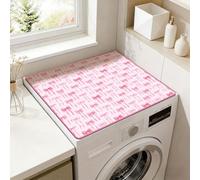 SUPERDANT Tapis Lave Linge 60x50cm avec Noeud Rose Protège Sèche Linge Imperméable Plan de Travail Lingerie Couverture Fibre Poussière pour Lave Linge à Chargement par le Dessus Nettoyage