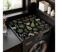 SUPERDANT Tapis Lave Linge Et Sèche Linge 60x50 cm Imperméable Plan De Travail Buanderie Base Caoutchouc Housse Poussière Imprimé Feuilles Universel Pour Lave Linge À Chargement Par Le Dessus