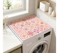 SUPERDANT Tapis Lave Linge Imperméable 60x50cm Maroc Couverture Décorative pour Lave-linge à Chargement par le Dessus Antipoussière Facile à Nettoyer Fibre Rose
