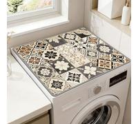 SUPERDANT Tapis Lave Linge Rétro Mandale Dessus Machine a Laver et de Sèche linge Tapis Gris et Étanche Protège Comptoir de Buanderie Antidérapant pour Nourriture pour Animaux Table 60x50cm