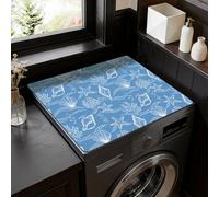 SUPERDANT Tapis Lave Linge Supérieur Bleu Vie Marine Napperon Multifonctionnel Imperméable la Poussière de Lessive Universel Pour Lave-linge à Chargement par le Dessus Séchoir Plan de 60x50cm