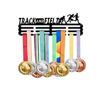 SUPERDANT Track and Field Running Medal Holder Display Running Trophy Hanger Rack Sports Metal Wall Mount with No Hooks Hang Over 60 Medals Noir