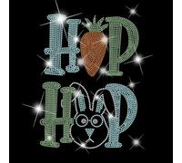 SUPERDANT Transfer Décalque à Strass HipHop Carotte et Lapin Décalques à Repasser Cristaux Transfert Thermique Fixation à Chaud Strass pour Décoration Vêtements Sacs Artisanat DIY