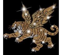 SUPERDANT Transfert À Repasser De Tigre Ailé En Strass Cristal Applique Pailletée Animale Décalque De Transfert DIY Pour Vêtements T-Shirt Sweats À Capuche Vestes Sac Oreillers 32x23.8CM