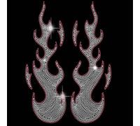 SUPERDANT Transfert thermocollant en forme de flamme avec strass - Blanc - 21 x 29,7 cm