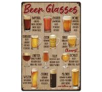 SUPERDANT Verres à Bière Plaque Metal Vintage Types de Bière Plaque Murale Decorative Affiche Vintage pour Pub Salle de Jeux Billard Bar Restaurants Cafés Man Cave Panneau Decoratif Exterieur Metal