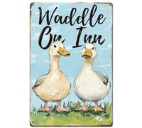 SUPERDANT Waddle Duck Plaque Metal Vintage Plaque Murale Decorative pour Salon Restaurants Fermes Café Pubs Affiche Vintage Jardin Arrière Panneau Decoratif Exterieur Metal