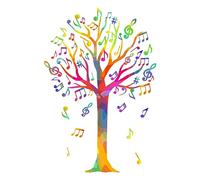 SUPERDANTStickers Muraux en Forme D'Arbres Musicaux Colorés Thème Musical Bricolage Art en Vinyle Dégradé de Notes de Musique Sticker Mural pour Jardin Salon Salle de Jeux Salle de Musique