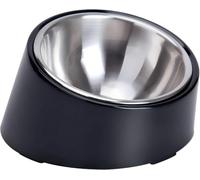 SuperDesign Gamelle inclinée à 15° pour Chiens et Chats, avec Angle incliné, réactive et Anti-dégâts, pour Atteindre Plus Facilement la Nourriture S/0,5 Tasses, Noir foncé