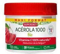 Super Diet - Acérola 1000 Bio - vitamine C haute concentration - 60 comprimés à croquer