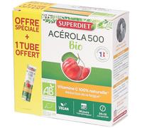 Super Diet Complément alimentaire Acérola Bio 500 Vitamine C - 24 comprimés + 1 tube offert