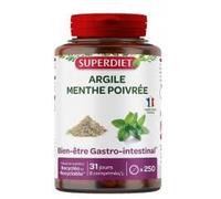 Super Diet - Complément alimentaire Argile verte (Montmorillonite) Menthe poivrée 250 comprimés
