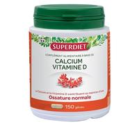 SUPERDIET - CALCIUM + VITAMINE D - Nutrithérapie -Ossature normale-Source de calcium et de vitamie D-Fabrication française-150 gélules