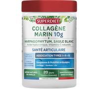 SUPERDIET - COLLAGÈNE MARIN - ARTICULATIONS & SYSTÈME LOCOMOTEUR - ASSOCIATION TYPE I, II, III - Titré en Glucosamine et Chondroïtine - Fabrication française - 220g