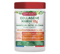 SUPERDIET - COLLAGÈNE MARIN - RÉCUPÉRATION MUSCULAIRE - Décontractant et relaxant - Anti-fatigue - Anti-oxydant - Riche en protéines - Fabrication française - 240g