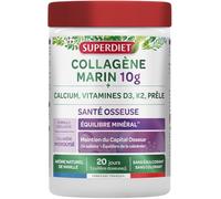 SUPERDIET - COLLAGÈNE MARIN - SANTÉ OSSEUSE & ÉQUILIBRE MINÉRAL - OS SOLIDES - Collagène hydrolysé à haute assimilation - Fabrication française - 240g