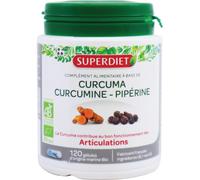 Superdiet Curcuma Curcumine Piperine Articulations Bio 120 Gélules