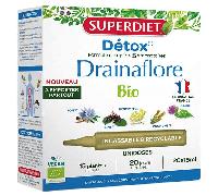 SUPERDIET- DRAINAFLORE BIO - Programme complet de détoxification des 5 émonctoires - Made in France -Format nomade-20 Unidoses de 15 ml