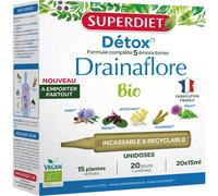 Superdiet Drainaflore Bio détox 5 émonctoires Solution Orale 20x10 ml