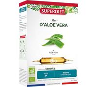 SUPERDIET - GEL D’ALOE VERA BIO - 100% pur gel - Fabrication française - 20 ampoules de 10 ml