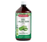 SUPERDIET - GEL D'ALOÉ VERA BIO-Digestion, Transit & Beauté - Pulpe fraîche, Récoltée à la main- Fabrication française- Bouteille de 1L