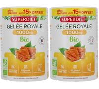 SUPERDIET-GELÉE ROYALE BIO 1 000MG-Fortifiant-Cuillère doseuse incluse-Fabrication française-FORMAT PROMO- Pot de 25g dont 15% OFFERT (Lot de 2)