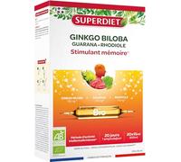 Super Diet Complément alimentaire Ginkgo Boost Bio – 20 ampoules de 15 ml (300 ml)