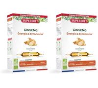 SUPERDIET - GINSENG BIO - Énergie & Dynamisme - Phytothérapie - Fabrication française - 20 ampoules de 10 ml (Lot de 2)