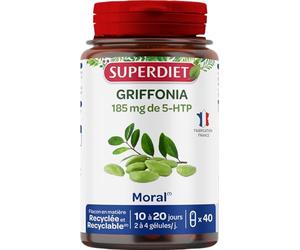 SUPERDIET - GRIFFONIA - Naturopathie - Bon moral & Bonne humeur - Fabrication française - 40 gélules