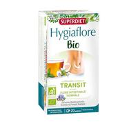 SUPERDIET - HYGIAFLORE TRANSIT INFUSION BIO - Transit et Flore intestinale - Goût menthe poivrée - Phytothérapie - Fabrication Française - 20 sachets