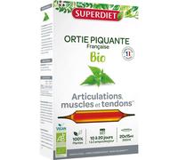 Superdiet - Complément Ortie piquante Bio - Articulations, muscles et tendons - 20 ampoules 15 ml