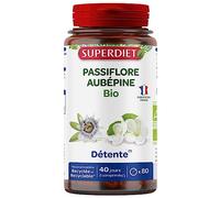 SUPERDIET - PASSIFLORE AUBÉPINE BIO - Détente - Phytothérapie - Fabrication Française - 80 comprimés