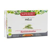 SUPERDIET - PRÊLE BIO - Reminéralisation - Phytothérapie - Fabrication Française - 20 ampoules de 15 ml