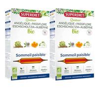 SuperDiet Quator Passiflore Aubépine Angélique Eschoscholzia 20 ampoules de 15ml soit 300ml - BIO (Lot de 2)