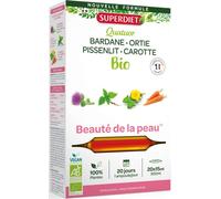 SUPERDIET - QUATUOR BEAUTE PEAU BIO - Prêle, Bardane, Ortie, Grenade - Fabrication française - 20 ampoules de 10 ml
