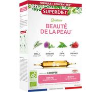SUPERDIET - QUATUOR BEAUTE PEAU BIO - Prêle, Bardane, Ortie, Grenade - Fabrication française - 20 ampoules de 10 ml