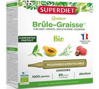 Super Diet Quatuor Brûle‑graisse Bio Minceur – Thé vert, Papaye, Son d'avoine – Format nomade 20 unidoses de 15 ml