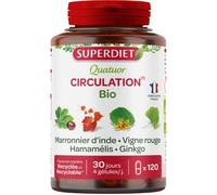 SUPERDIET - QUATUOR CIRCULATION BIO - Phytothérapie - Fabrication Française - 120 gélules