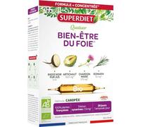 SUPERDIET-QUATUOR DIGESTION BIO-Bien-être du foie -Radis Noir Artichaut Chardon Marie Romarin-Fabrication Française-20 Ampoules de 15ml