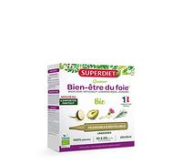 SUPERDIET-QUATUOR DIGESTION BIO-Bien-être du foie-Radis Noir Artichaut Chardon Marie Romarin-Format nomade- 20 Unidoses de 15 ml