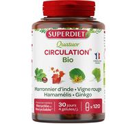 Super Diet - Complément Quatuor Circulation Bio (Marronnier d'Inde, Vigne rouge, Ginkgo) 120 gélules
