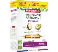 SUPERDIET - RADIS NOIR - ARTICHAUT BIO - Transit & Digestion Facile - Fabrication France - Format économique - 30 ampoules de 10ml