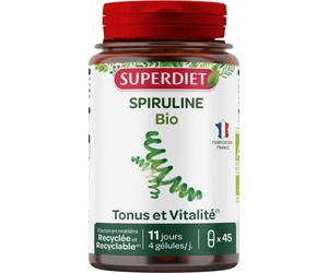 SUPERDIET - SPIRULINE BIO - Tonus et Vitalité - Récupération sportive -Phytothérapie - Fabrication française - 45 gélules