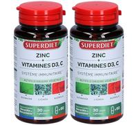 Superdiet Zinc vitamine D3, C immunité et énergie Capsule(S) 2x60 pc(s)