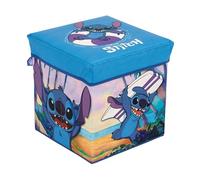 Superdiver - Coffre de rangement et tabouret Stitch - Licence Officielle Disney - 30x30x30 cm - Pouf pliable avec couvercle rembourré - Organisateur pour jouets