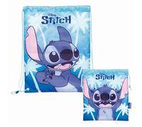 Superdiver Set de sac à dos à cordon et sac à goûter Stitch Licence Officielle Disney - Idéal pour l’école et la maternelle - Accessoire mode enfant - 100 % polyester - Bleu - 44x33 et 26x21 cm